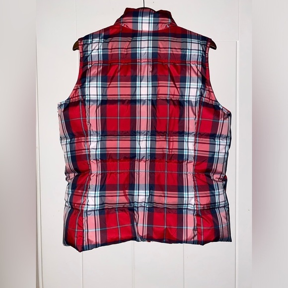 Lands' End Down Puffer‎ Red Plaid Vest Women L Hiking Walking Trails Gorpcore - Picture 9 of 9
